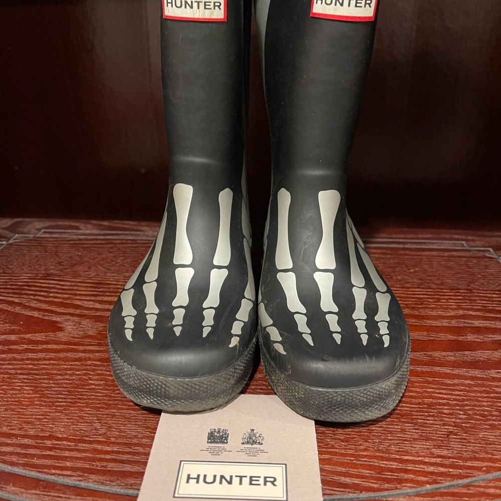 Hunter Kids Skeleton Black Rain Boots